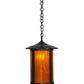 Meyda Lighting Fulton 12" Craftsman Brown Prime Pendant Light With Frosted Honey Art Shade Glass