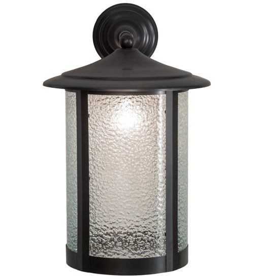 Meyda Lighting Fulton 12" Craftsman Brown Prime Solid Mount Wall Sconce With Clear Granite Shade