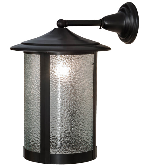 Meyda Lighting Fulton 12" Craftsman Brown Prime Solid Mount Wall Sconce With Clear Granite Shade
