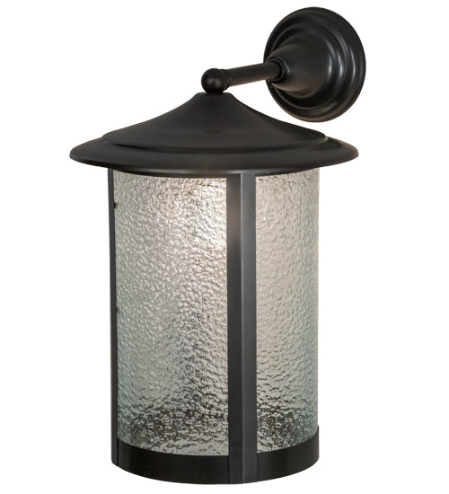 Meyda Lighting Fulton 12" Craftsman Brown Prime Solid Mount Wall Sconce With Clear Granite Shade