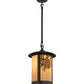 Meyda Lighting Fulton 12" Craftsman Brown Winter Pine Pendant Light With Beige Art Shade Glass
