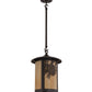 Meyda Lighting Fulton 12" Craftsman Brown Winter Pine Pendant Light With Beige Art Shade Glass