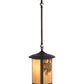 Meyda Lighting Fulton 12" Craftsman Brown Winter Pine Pendant Light With Beige Art Shade Glass