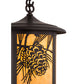 Meyda Lighting Fulton 12" Craftsman Brown Winter Pine Pendant Light With Beige Art Shade Glass