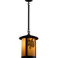 Meyda Lighting Fulton 12" Craftsman Brown Winter Pine Pendant Light With Beige Art Shade Glass