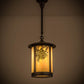 Meyda Lighting Fulton 12" Craftsman Brown Winter Pine Pendant Light With Beige Iridescent Shade Glass