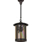 Meyda Lighting Fulton 12" Craftsman Brown Winter Pine Pendant Light With Beige Iridescent Shade Glass