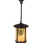 Meyda Lighting Fulton 12" Craftsman Brown Winter Pine Pendant Light With Beige Iridescent Shade Glass