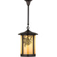 Meyda Lighting Fulton 12" Craftsman Brown Winter Pine Pendant Light With Beige Iridescent Shade Glass