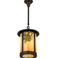 Meyda Lighting Fulton 12" Craftsman Brown Winter Pine Pendant Light With Beige Iridescent Shade Glass