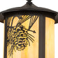 Meyda Lighting Fulton 12" Craftsman Brown Winter Pine Pendant Light With Beige Iridescent Shade Glass