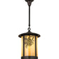 Meyda Lighting Fulton 12" Craftsman Brown Winter Pine Pendant Light With Beige Iridescent Shade Glass