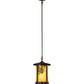 Meyda Lighting Fulton 12" Craftsman Brown Winter Pine Pendant Light With Beige Shade Glass