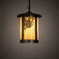 Meyda Lighting Fulton 12" Craftsman Brown Winter Pine Pendant Light With Beige Shade Glass