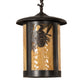 Meyda Lighting Fulton 12" Craftsman Brown Winter Pine Pendant Light With Beige Shade Glass