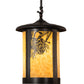 Meyda Lighting Fulton 12" Craftsman Brown Winter Pine Pendant Light With Beige Shade Glass