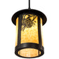 Meyda Lighting Fulton 12" Craftsman Brown Winter Pine Pendant Light With Beige Shade Glass