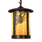 Meyda Lighting Fulton 12" Craftsman Brown Winter Pine Pendant Light With Beige Shade Glass