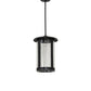 Meyda Lighting Fulton 12" Flat Black Prime Pendant Light With Clear Seeded Shade Glass