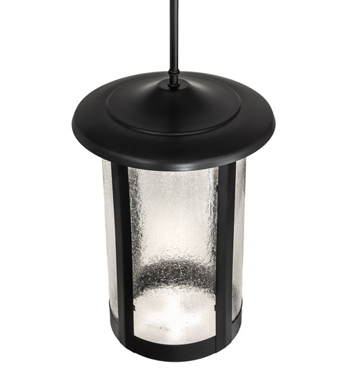 Meyda Lighting Fulton 12" Flat Black Prime Pendant Light With Clear Seeded Shade Glass
