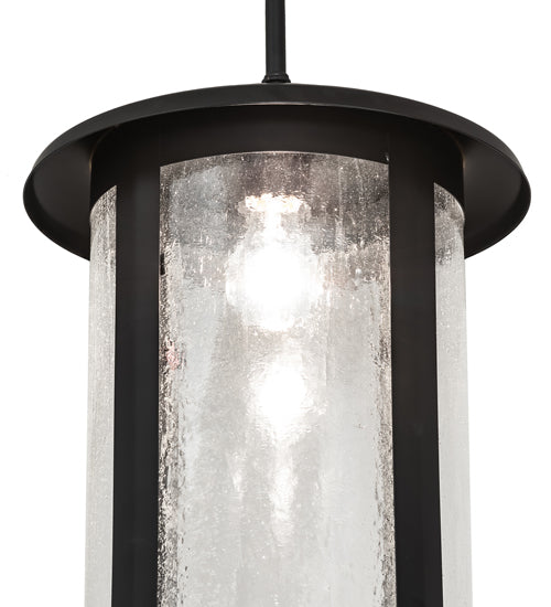 Meyda Lighting Fulton 12" Flat Black Prime Pendant Light With Clear Seeded Shade Glass