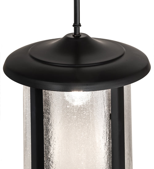 Meyda Lighting Fulton 12" Flat Black Prime Pendant Light With Clear Seeded Shade Glass