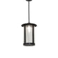 Meyda Lighting Fulton 12" Flat Black Prime Pendant Light With Clear Seeded Shade Glass