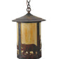 Meyda Lighting Fulton 12" Vintage Copper Bear Creek Pendant Light With Beige Art Shade