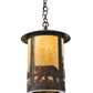 Meyda Lighting Fulton 12" Vintage Copper Bear Creek Pendant Light With Beige Art Shade