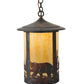 Meyda Lighting Fulton 12" Vintage Copper Bear Creek Pendant Light With Beige Art Shade