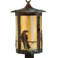Meyda Lighting Fulton 12" Vintage Copper Crow Post Mount Light With Beige Iridescent Art Shade Glass