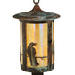 Meyda Lighting Fulton 12" Vintage Copper Crow Post Mount Light With Beige Iridescent Art Shade Glass