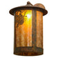 Meyda Lighting Fulton 12" Vintage Copper Winter Pine Solid Mount Wall Sconce With Amber Mica Shade Glass