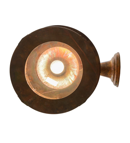 Meyda Lighting Fulton 12" Vintage Copper Winter Pine Solid Mount Wall Sconce With Amber Mica Shade Glass