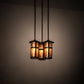Meyda Lighting Fulton 14" 3-Light Craftsman Brown Prime Cascading Pendant Light With Amber Mica Shade Glass