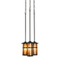 Meyda Lighting Fulton 14" 3-Light Craftsman Brown Prime Cascading Pendant Light With Amber Mica Shade Glass