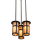 Meyda Lighting Fulton 14" 3-Light Craftsman Brown Prime Cascading Pendant Light With Amber Mica Shade Glass