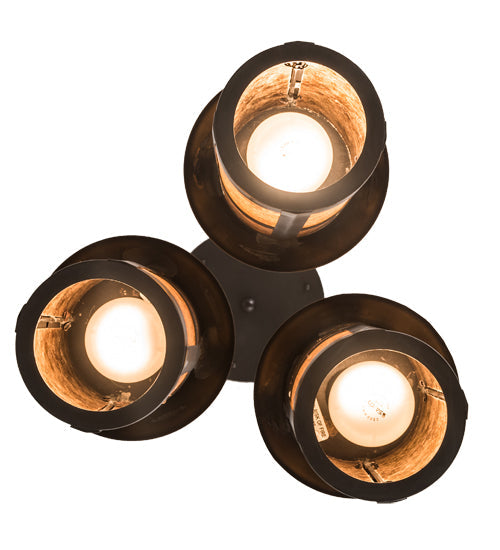 Meyda Lighting Fulton 14" 3-Light Craftsman Brown Prime Cascading Pendant Light With Amber Mica Shade Glass