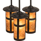 Meyda Lighting Fulton 14" 3-Light Craftsman Brown Prime Cascading Pendant Light With Amber Mica Shade Glass