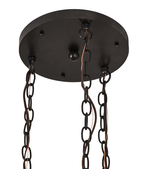 Meyda Lighting Fulton 14" 3-Light Craftsman Brown Prime Cascading Pendant Light With Amber Mica Shade Glass