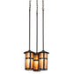 Meyda Lighting Fulton 14" 3-Light Craftsman Brown Prime Cascading Pendant Light With Amber Mica Shade Glass