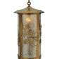 Meyda Lighting Fulton 14" Antique Copper Lone Pine Pendant Light With Silver Mica Shade Glass