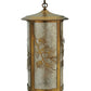 Meyda Lighting Fulton 14" Antique Copper Lone Pine Pendant Light With Silver Mica Shade Glass