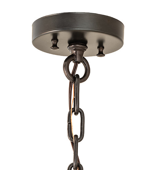 Meyda Lighting Fulton 14" Craftsman Brown Prime Pendant Light With Clear Seeded Shade Glass