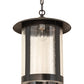 Meyda Lighting Fulton 14" Craftsman Brown Prime Pendant Light With Clear Seeded Shade Glass