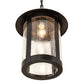 Meyda Lighting Fulton 14" Craftsman Brown Prime Pendant Light With Clear Seeded Shade Glass