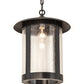 Meyda Lighting Fulton 14" Craftsman Brown Prime Pendant Light With Clear Seeded Shade Glass