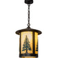 Meyda Lighting Fulton 14" Craftsman Brown Tall Pines Pendant Light With Green & Beige Art Shade Glass