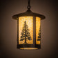 Meyda Lighting Fulton 14" Craftsman Brown Tall Pines Pendant Light With Green & Beige Art Shade Glass