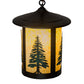 Meyda Lighting Fulton 14" Craftsman Brown Tall Pines Pendant Light With Green & Beige Art Shade Glass